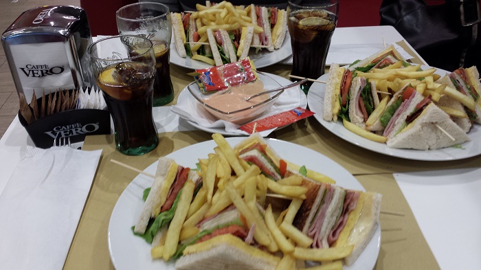 Paper Placemats with incredible, delicious Club Sandwich